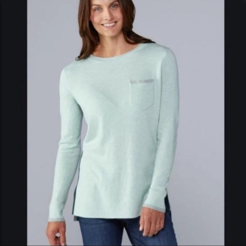 Smartwool Women's Shadow Pine Pocket Sweater Frosty Green Heather Large - Picture 6 of 8